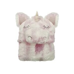 Unicorn Polar Bear Pink Reversible Hooded Plush Wrap ONE SIZE Size 71" X 49"